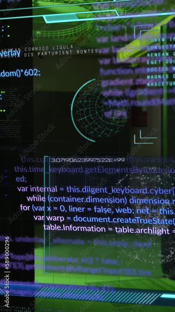 Poster animation of data processing on black background