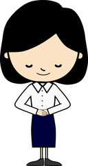 笑顔でお辞儀をする女性のイラスト