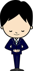 笑顔でお辞儀をする男性のイラスト