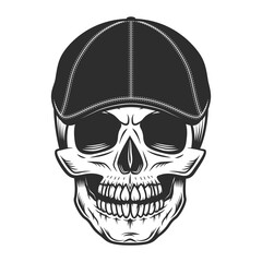 Skull in gangcter gatsby tweed hat flat cap vector vintage illustration