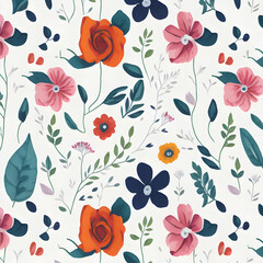 simple colorful flowers pattern, seamless floral pattern, seamless pattern with flowers