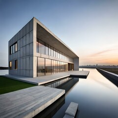 Fototapeta premium 3D render modern House building in the morning