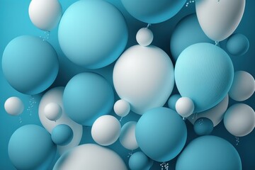 Blue and white balloons background. 3d rendering, 3d illustration, Generative Ai