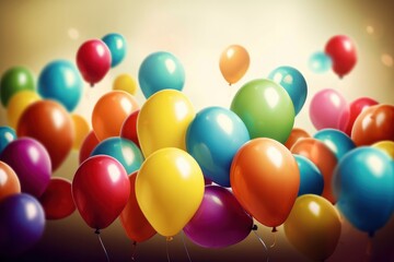 Colourful balloons background. Vintage-toned picture. Retro style, Generative Ai