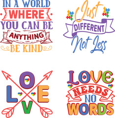 Autism Awareness Vector Illustrations, Autism Awareness t shirt design bundle