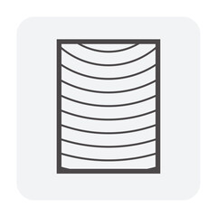 Wood with grain of end side vector icon. May called girder, lumber. Natural material by cut, process in sawmill industry for frame, beam, column or structure in house construction or woodwork.
