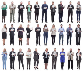 Fototapeta premium group of people holding tablet and looking into it