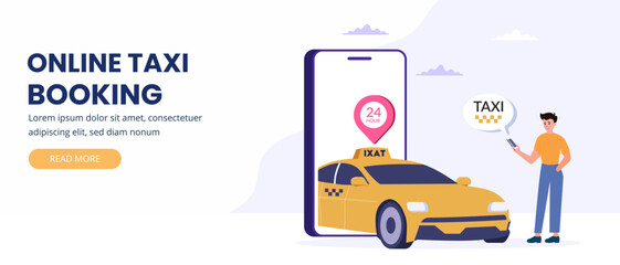Online taxi booking services Banner Template for Social Media or Web Internet. © Heena_Rajput