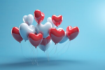 Fototapeta na wymiar Blue and white heart shaped balloons