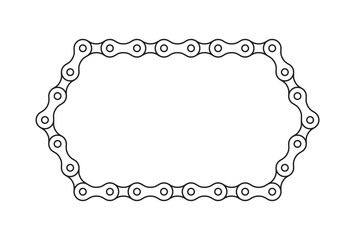Vector line bike chain frame. Isolated on white background.