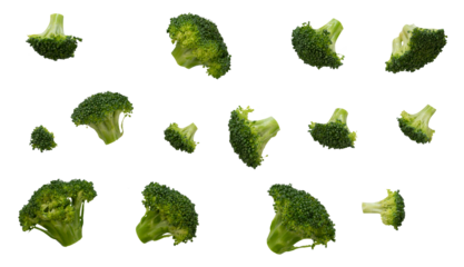Set of green broccoli pattern