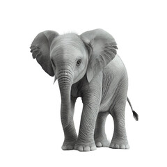 baby elephant on transparent background, isolated on white