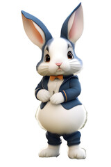 Fototapeta na wymiar rabbit in jacket on transparent background