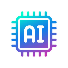 AI processor chip, Artificial intelligence technology graphic design logo, Vector illustration
