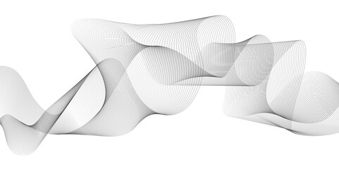 Abstract grey wave lines on transparent background. Digital frequency track equalizer. Abstract frequency sound wave lines and twisted curve lines background.