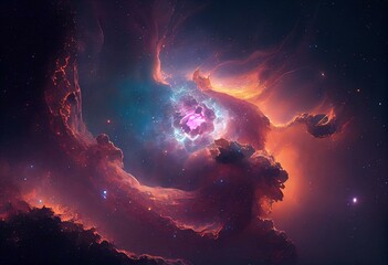 Obraz na płótnie Canvas Nebula on a background of outer space. Generative AI