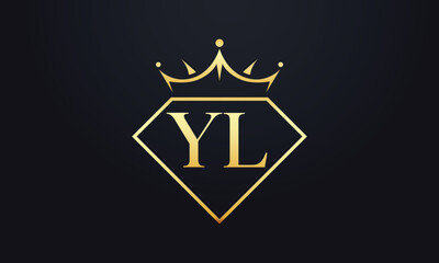 Diamond crown vector. Luxury queen logo for jewelry vector with letters	