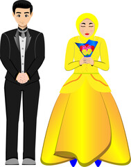 Bride And Groom In Wedding Dress Hihab Version