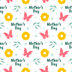 Fototapeta na wymiar Happy Mother Day Seamless Pattern Design in Element Decoration Template Hand Drawn Cartoon Flat Illustration
