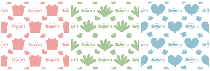 Set of Happy Mother Day Seamless Pattern Design in Element Decoration Template Hand Drawn Cartoon Flat Illustration