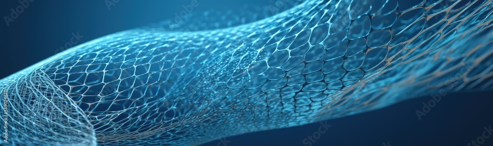 Poster polygon, hexagon blockchain network connection background, generative ai