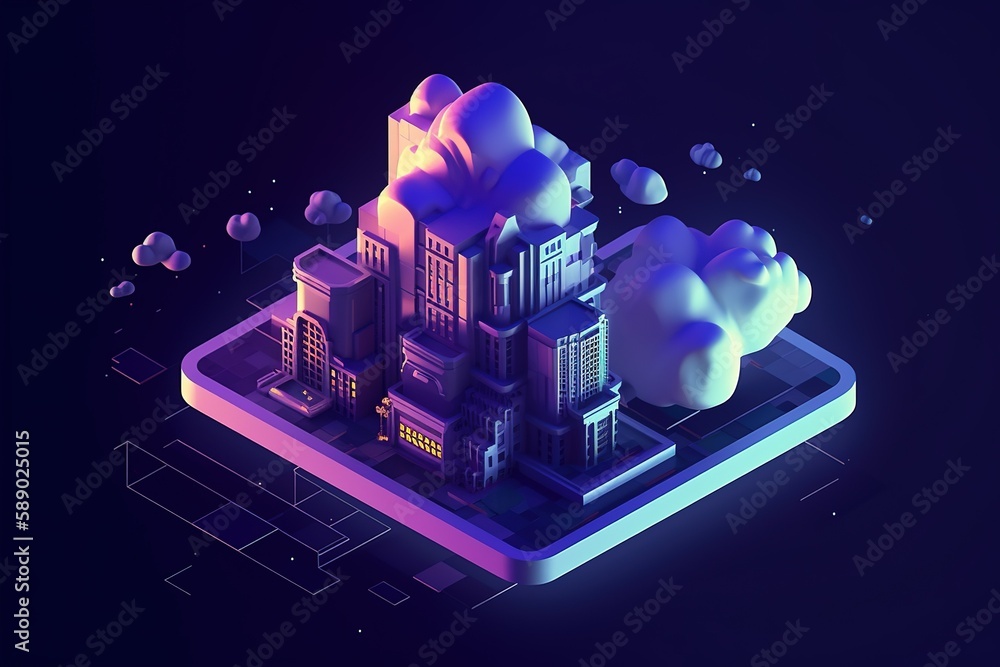 Poster advanced technology 3d building structure. generative ai