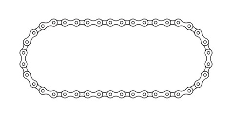 Vector line bike chain rounded frame. Isolated on white background.