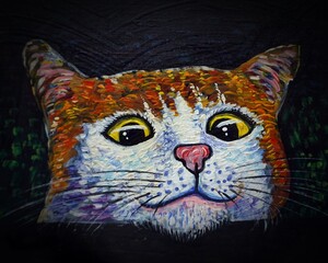 Art painting oil color cute cat
