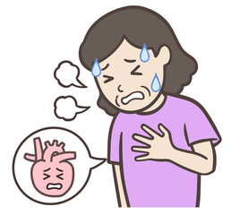 動悸息切れで苦しい中年女性、心臓が痛いおばさん