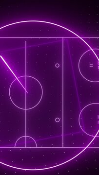 Animation of purple ice hockey rink and data processing