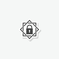 Padlock logo design, protection lock logo sticker icon