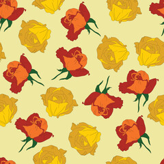 Vector rose flower repeats seamless pattern background. Digital textile print. Vector illustration