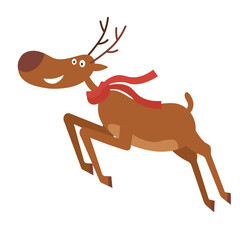 Concept Christmas deer jumping The cute and playful Christmas deer is jumping with joy in this lively vector cartoon illustration. Vector illustration.