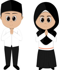 Muslim Boy And Muslimah Girl Feeling Sorry And Apologize