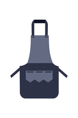 Concept Kitchen apron grey This vector cartoon illustration depicts a flat kitchen scene with a man wearing a gray apron. It's a perfect concept for web designs. Vector illustration.