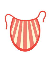 Concept Small kitchen apron with lines. This vector illustration depicts a small kitchen with a red apron featuring yellow lines. Vector illustration.