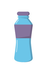 Concept Water bottle 0,5. This vector illustration depicts a small 0.5 liter plastic water bottle with a vibrant violet cap and label. Vector illustration.