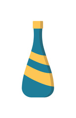 Concept Water bottle small and smooth. This cartoon illustration features a small and smooth blue and yellow water bottle. Vector illustration.