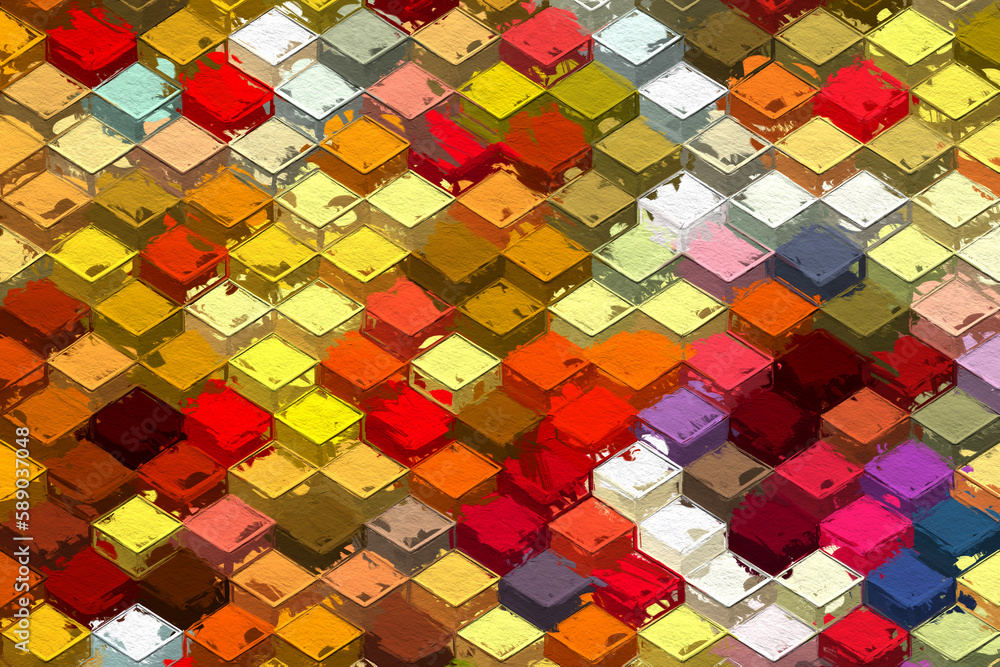 Wall mural colorful abstract mosaic with a rough texture background. colored square pattern background. picture