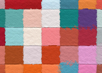Colorful abstract mosaic with a rough texture background. Colored square pattern background. Picture for creative wallpaper or design art work. Backdrop have copy space for text.