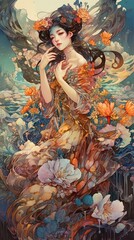 Illustration of abstract and fantasy art, AI generated.