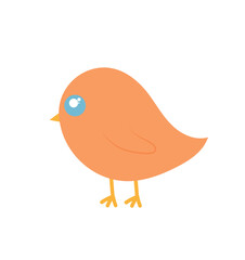 Concept Spring Easter bird stands sideways. This flat illustration concept uses vector graphics to depict a charming scene of a bird amidst Easter and Spring elements. Vector illustration.