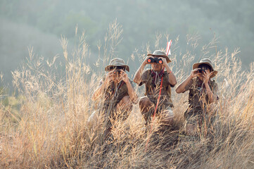 a Scout Reserve Team at Jungle Camp, Boy Scout America - obrazy, fototapety, plakaty