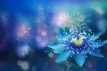 Fototapeta na wymiar Passiflora caerulea. Big beautiful flower. Blue passion flower