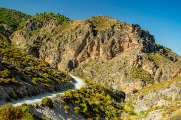 Los Cahorros de Monachil mountain hiking trail near Granada, Spain
