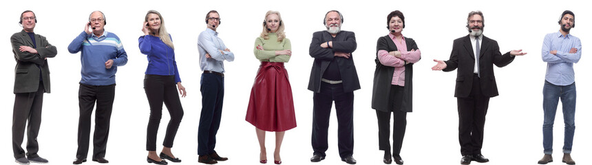 group of business people with microphone isolated