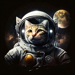 astronaut cat in space on the moon