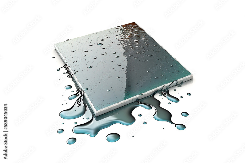 Poster wet floor is isolated on a white background. ai generation