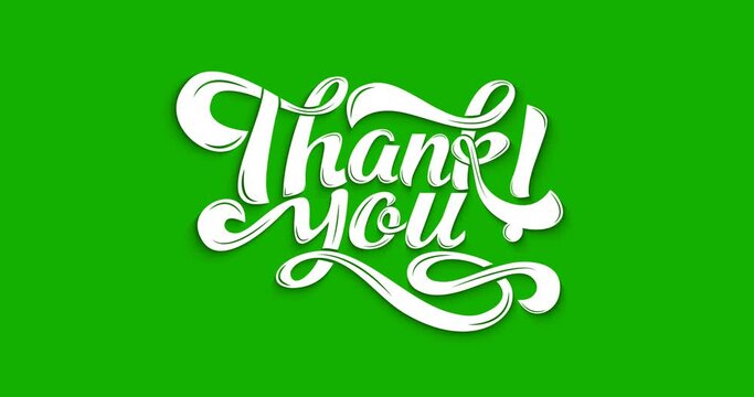 Thank you. Animation in white color on the green screen alpha channel. Handwriting Animated with ink drops is Suitable for Celebrations, Wishes, Events, Messages, holidays, and festivals. Transparent

