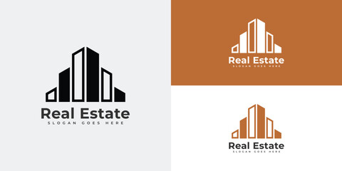 Abstract and Minimalist Real Estate Logo Design. Construction, Architecture or Building Logo